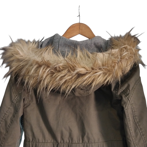 Abercrombie & Fitch Jacket Size XXS Military Parka Quitted Lined Faux Fur Hood - Picture 12 of 14